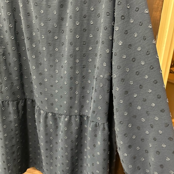 Textured Dot Elastic Sleeve A Line Blouse in Indigo, 22W/24W - Picture 6 of 6